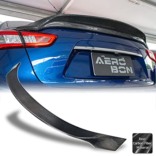 AeroBon Real Carbon Fiber Trunk Spoiler Wing Compatible with 2013-23 Maserati Ghibli Sedan M157 (AS Style)