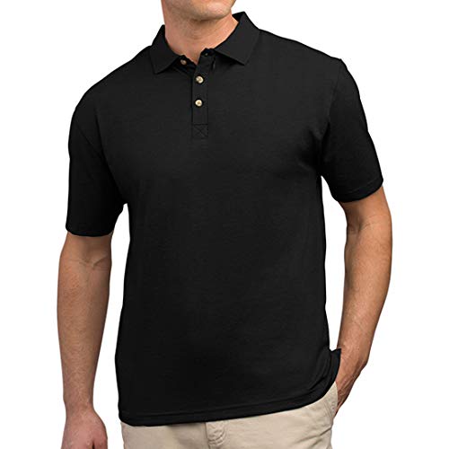 SCOTTeVEST Bamboo Polo Shirt for Men - 3 Hidden Pockets - Breathable Moisture Wicking T-Shirt for Travel & More (Black, Large)