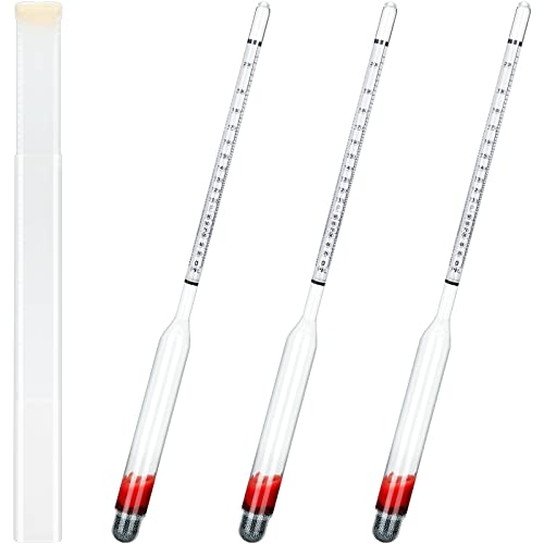 3 Pcs Glass Hydrometer Alcoholmeter 0-200 Proof, Alcohol Hydrometer Digital for Distilling Moonshine Liquor, White