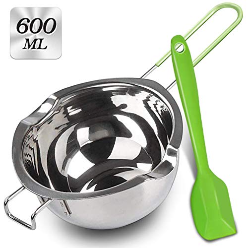 Stainless Steel Double Boiler with Silicone Spatula, Chocloate Metls Pot with Heat Resistant Handle for Melting Chocolate, Candy, Candle, Soap and Wax