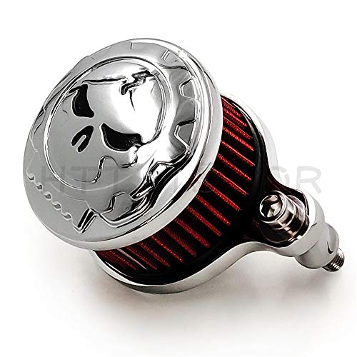 HTTMT - For Harley Sportster XL883 XL1200 1988-2015 Skull Air Cleaner Intake Filter Chrome [P/N: MT225-010A-CD]