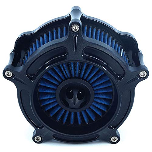 Motorcycle Turbine Air Cleaner Intake Filter Cnc Cut Kit Black for Harley Sportster XL 883 XL 1200 2007-2018 Fitment A (Blue)