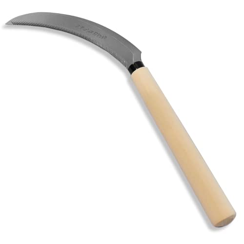 KAKURI Weeding Sickle Serrated Blade Garden Tool, Bonsai Sickle for Repotting, Kama Weeder Sickle, 170mm (6.69") Stainless Steel