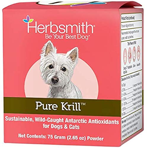 Herbsmith Pure Krill - Wild-Caught Antarctic Krill - Just 1 Ingredient - Astaxanthin for Dogs - Ready-to-Use Omega 3s  Alternative to Krill Oil for Dogs - 75g