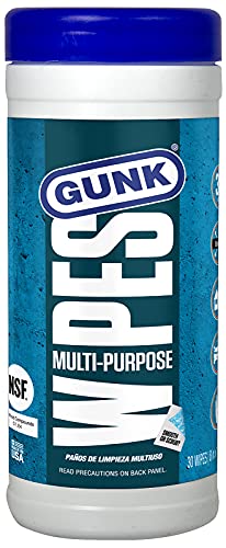GUNK MPDW30 Multi-Purpose Degreasing Wipes 30-Count 8 x 12 inch 2-Sided Smooth or Scrubby Texture