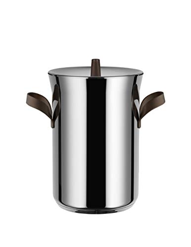 Alessi PU309 edo Asparagus steamer with basket and lid in 18/10 stainless steel. Handles in 18/10 stainless steel with PVD coating, brown. Magnetic steel bottom suitable for induction cooking.