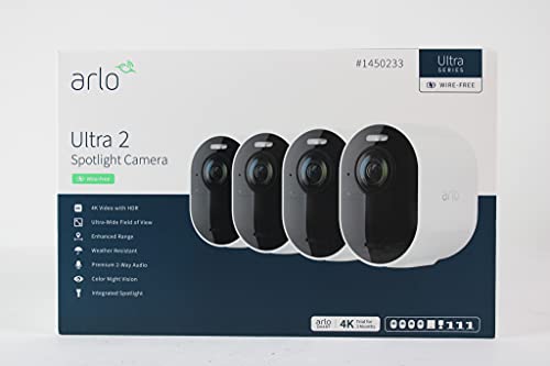 Arlo outdoor Ultra 2 Spotlight Camera Wire Free Security System 4 Pack with Total Security