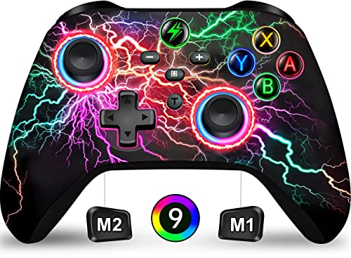 Wireless Switch Pro Controller for Nintendo Switch Controller/Switch Lite/Switch OLED, LED Light Multi-Platform Windows PC IOS Android Switch Gamepad Remote with Cool RGB/Programmable/Motion Control/Vibration/Turbo/Wakeup