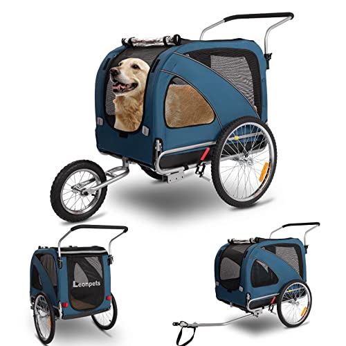 Sepnine Leopets 3 in 1 Pet Dog Bike Trailer,Dog Cart for Medium and Large,Bicycle Trailer with Jogger and Stroller