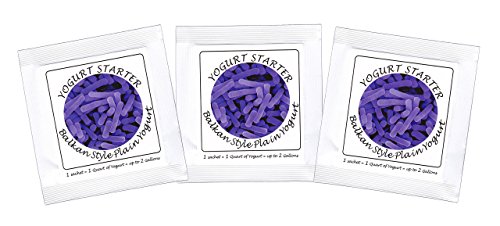 Yogurt Starter Cultures - Pack of 3 Freeze-dried Culture Sachets for Balkan Style Plain Yogurt