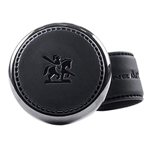 [Leather Power Knob] BLACKSUIT can be mounted on all models Vehicle Handle Spinner Power Handle Spinner Handle Car Accessories luxury Hi-quality Power Handle Steering Wheel Spinner Knob (Black)