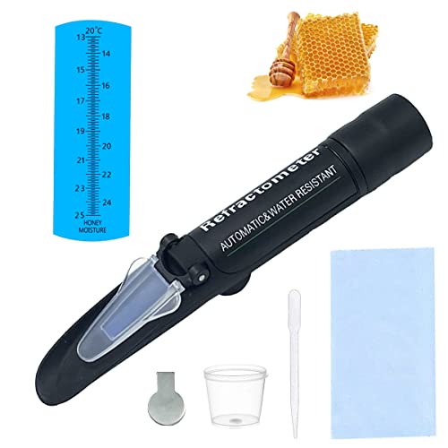 Honey Refractometer for Honey Moisture,13-25% Honey Moisture Refractometer Tester with ATC,Measuring Moisture with High Accuracy for Honey, Bee Keeping Supplies