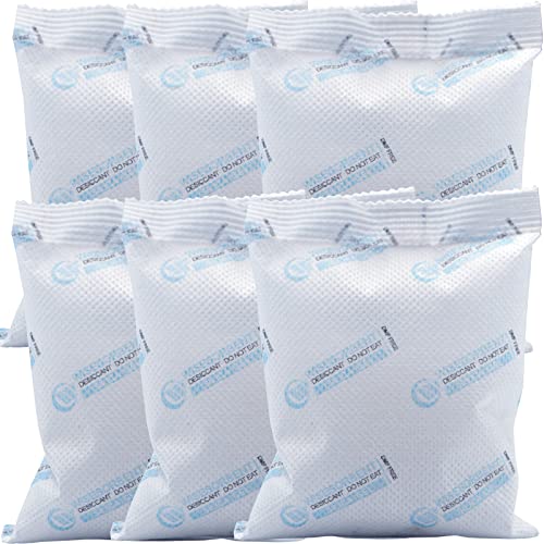 Wisesorb 6 Packs 100 Gram Silica Gel Packets, White Dessicant Beads Packets for Storage, Pure and Safe Silica Gel Desiccant Packs, Moisture Absorber Silica Gel Beads Packs for Moisture Control