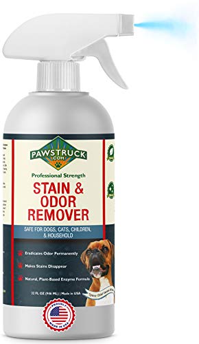 Professional Strength Stain & Odor Remover - Natural Enzyme Cleaner (Bulk 32oz) for Dog & Cat Urine, Waste, Wine, Blood, Vomit, etc. Safe & Effective Pet Smell Eliminator for Carpet, Hardwood & More