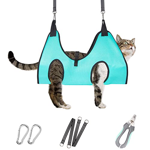 ATESON Cat Grooming Hammock - Upgrade Dog Grooming Harness for Nail Trimming (XS 15lb), Dog Sling for Nail Clipping, Dog Hanging Holder Hanger for Cutting Nail with Nail Clippers