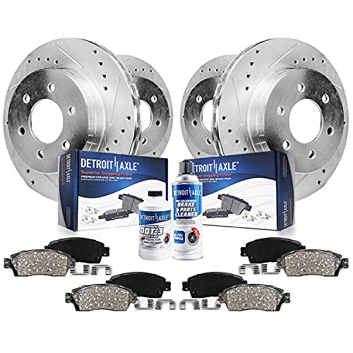 Detroit Axle - Front & Rear Drilled Slotted Disc Rotors + Ceramic Brake Pads Replacement for Nissan Frontier Xterra Suzuki Equator - 10pc Set