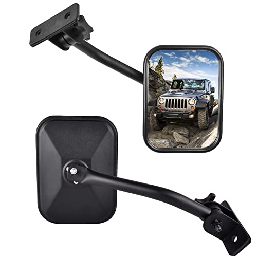 Nifeida Upgraded Mirrors Doors Off Compatible with Wrangler, Anti-Shake Side Rearview Mirror Easy-Install Quick Release Rectangular Mirrors fit for Wrangler TJ JK JKU 1996-2018, 2 Pack