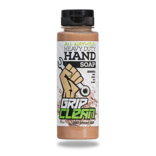 Grip Clean | Hand Cleaner for Auto Mechanics - Heavy Duty Pumice Soap, Dirt-Infused Hand Soap Absorbs Grease/Oil, Stains, Odors & More. All Natural Soap with Moisturizing Ingredients. Lime Scented for Men & Mechanics (Squeeze Bottle)