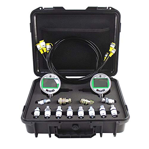 SINOCMP Digital Pressure Gauge Kit with 2 70MPA/10000PSI Pressure Gauges 3 Test Hoses and 12 Couplings Hydraulic Gas Water Pressure Test Kit with Backlight, 1 Year Warranty
