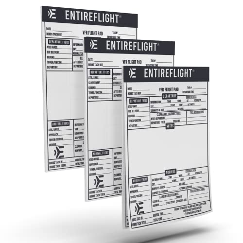 ENTIREFLIGHT VFR Flight Pad For Pilot Kneeboard - Must Have Aviation Kneeboard Flight Bag Accessory For Your Travel Bag - Pre-Structured Pilot Kneeboard Notepad - 3 Pack