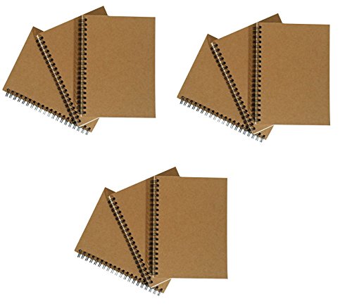 Notepads with Kraft Paper Covers - Bulk Buys (9 Notebooks, 5 x 7 Inside Pocket)