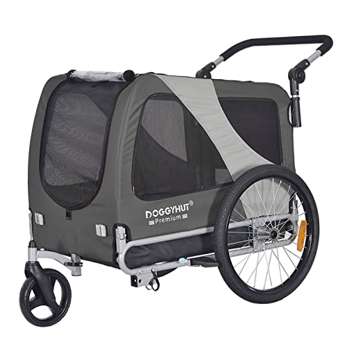Doggyhut Premium Pet Bike Trailer & Stroller for Small,Medium or Large Dogs,Bicycle Carrier (Gray, XL)