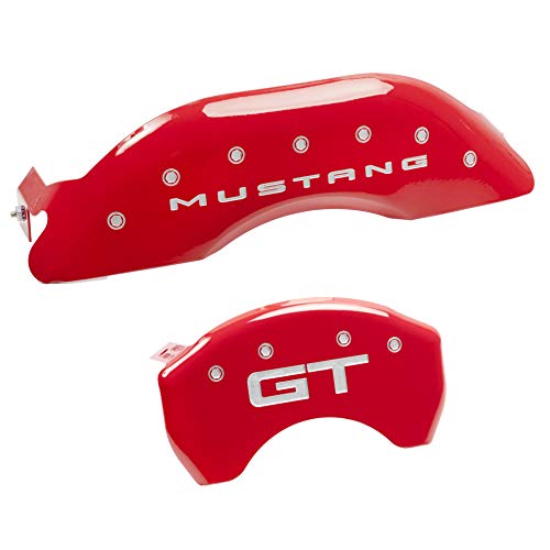 MGP Caliper Covers 10200S2MGRD Red Powder Coat Finish Engraved Front Mustang Rear GT Caliper Cover, (Set of 4)