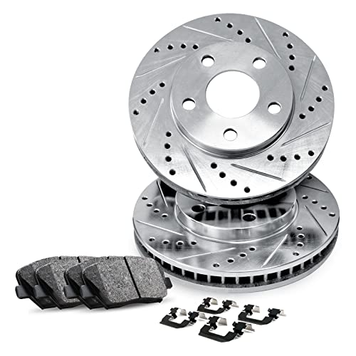 R1 Concepts Front Brakes and Rotors Kit |Front Brake Pads| Brake Rotors and Pads| Ceramic Brake Pads and Rotors |Hardware Kit |fits 2011-2014 Honda Odyssey