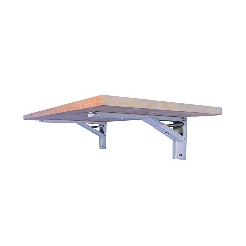 The Quick Bench by Latitude 59, Wall-Mounted Folding Workbench with Butcher Block Solid Wood Top (20x48)  Clear UV Finish