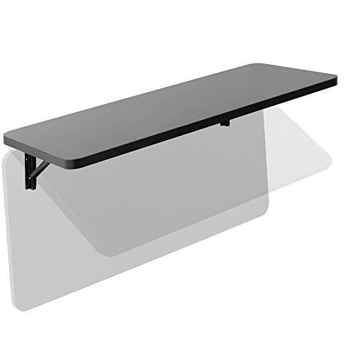 VIVO Wall Mounted Folding 43 inch Workbench, Fold Away Table Workstation Shelf with Adjustable Steel Brackets, Black, MOUNT-SF1FB