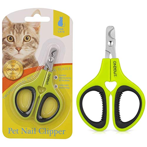 OneCut Pet Nail Clippers, Update Version Cat & Kitten Claw Nail Clippers for Trimming, Professional Pet Nail Clippers Best for a Cat, Puppy,Rabbit, Kitten & Small Dog,Sharp & Safe (Green)