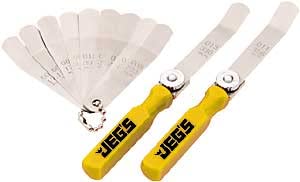 JEGS Premium 11-Blade Feeler Gauge Kit | 0.015 to 0.035 | 0.381mm to 0.889mm | Made In USA | Two Yellow Handles With JEGS Logos