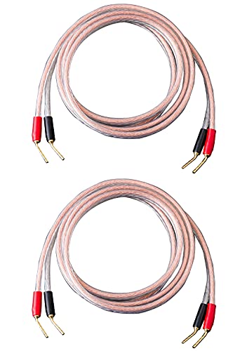 JORZOR 2 Pack Pin Type Plug to Pin Type Plug Speaker CableAudiophile 14 AWG OFC Speaker Wire (1M(3.3ft), 2 pin to 2 pin)