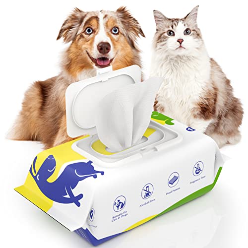 VavoPaw Dog Wipes for Paws and Butt, Pet Wipes for Dog Cat, Unscented Hypoallergenic Thick Dog Grooming Wipes for Cleaning Deodorizing, Puppy Wipes for Face Eye Ears Body Bath, 1Pack/100 Count