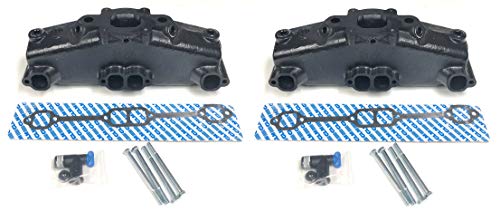 Pair of (2) GLM Marine Dry Joint Exhaust Manifolds compatible replacements for 2005 & UP Mercruiser 305 350 377 5.0L 5.7L 6.2L V-8's