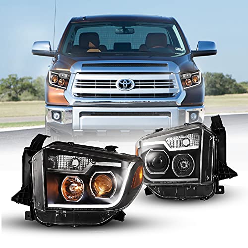 WOLFSTORM Headlight Assembly Fit for 2014-2017 Toyota Tundra,LED DRL Design, Headlight Replacement for 2014 2015 2016 2017 Toyota Tundra,Black Housing