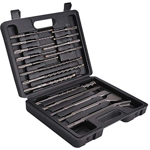 FF ERA 17pcs SDS Plus Bits - Rotary Hammer SDS Plus Drill Bits & Chisels Set- 17Pcs Concrete Masonry SDS Plus Drill Bits Hole Tool Set for Brick Cement Stone and Concrete with Portable Strong Case- SDS Plus Shank Fits Rotary Hammer