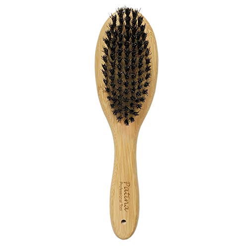 Patina Dog Cat Brush for Shedding, Natural Bamboo Boar Bristles Brush, Pet Grooming Supplies for Short and Long Haired Dogs Cats, Gentle Easy Grooming Massage, Japanese design