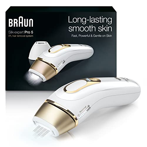 Braun IPL Hair Removal for Women and Men, New Silk Expert Pro 5 PL5157, for Body & Face, Long-lasting Hair Removal System, Alternative to Salon Laser Hair Removal, with Venus Razor, Pouch