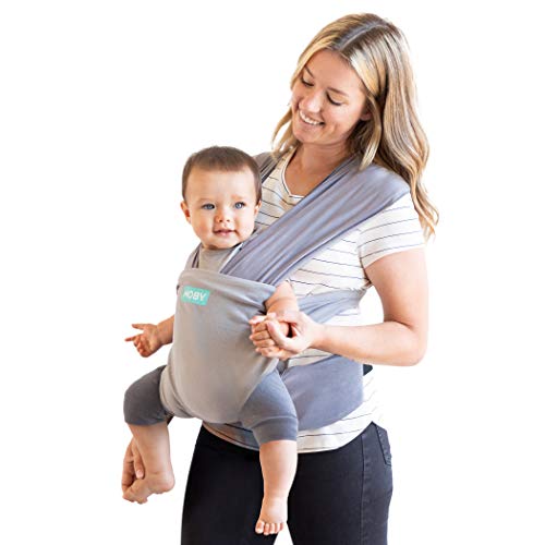 Moby Easy-Wrap Carrier | Baby Carrier and Wrap in One for Mothers, Fathers, and Caregivers | Designed for Newborns, Infants, and Toddlers | Holder Can Carry Babies up to 33 lbs | Smoked Pearl