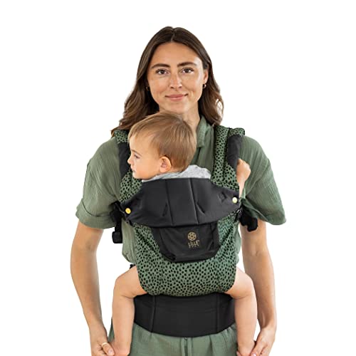 LLLbaby Complete 6-in-1 Luxe Ergonomic Baby Carrier Newborn to Toddler - with Lumbar Support - for Children 7-45 Pounds - 360 Degree Baby Wearing - Inward and Outward Facing - Speckled Succulent