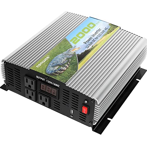 NGNWOB 2000W Inverter Power inverters Car Truck RV inverters 12V to110V dc to ac Inverter for Vehicle Truck semi Truck Camping Power Converter with LCD Display