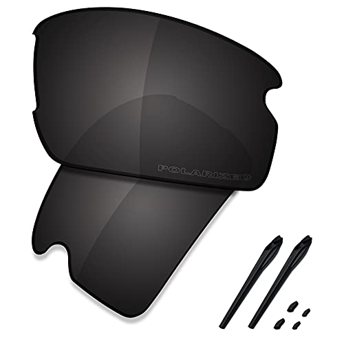 SAUCER Premium Replacement Lenses & Rubber Kits for Oakley Flak 2.0 OO9295 Sunglasses High Defense - Carbon Black Polarized