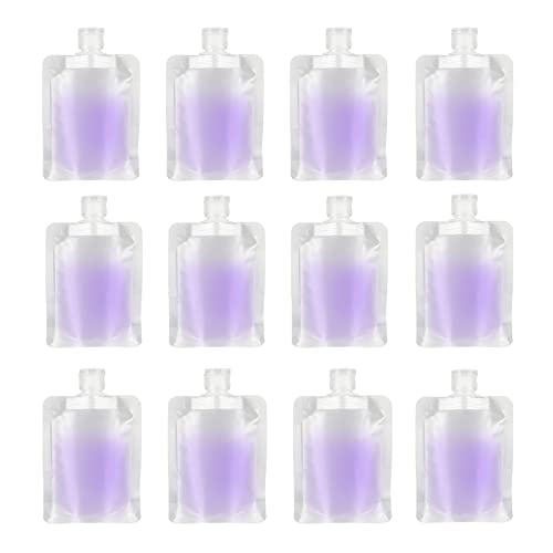 IETONE 10 Pieces 30 ml Transparent Clamshell Packaging Bag Plastic Stand Up Spout Pouch Portable Travel Fluid Makeup Packing Bag for Lotion/Shampoo/Face Cream/Hand Soap/Mask Mud