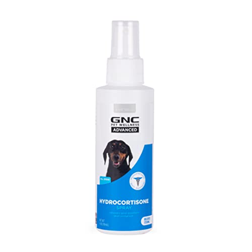 GNC Pets Advanced Hydrocortisone Spray for Dogs, 4oz | Hydrocortisone Dog Spray for Hot Spots, Flea and Insect Bites, Irritated Dry Skin, Allergies, and More, Natural, (FF14832)