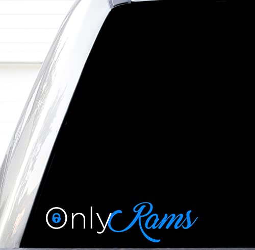 Only Rams Decal, H 2 by L 7 Inches, Funny Off Road 4x4 Stickers, Dodge The Father Ram The Daughter (White and Blue)