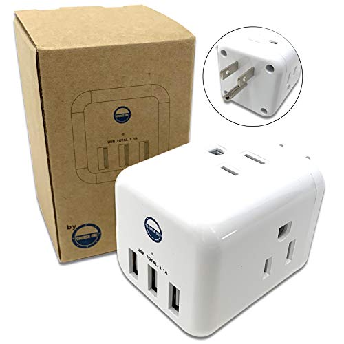 Cruise Ship Power Strip - No Surge Cube Outlet Multi Plug [3 Electrical Outlet + 3 USB Port] Cruise Approved Power Strip Charger