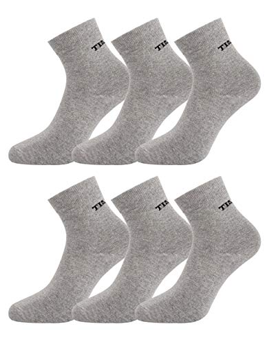 TISOKS Men's and Women's 6-Pack Gray Anti Odor Anti Stink Deodorant Quarter Crew Sports Socks for Athletes Foot