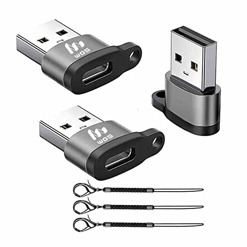 USB C Female to USB A Male 3.0 Quick Adapter(3-Pack),Keychain Shaped,C to USB Converter for Apple Watch iWatch Series 7 SE, iPhone 11,12,13 Pro Max Mini, Airpods iPad Air, Samsung Galaxy Note 10.20