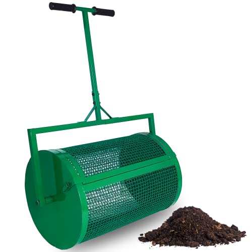 FEBTECH Compost Spreader 24 Inch Metal Mesh Basket Lawn & Garden Spreaders for Garden and Lawn Care Durable Peat Moss Spreader Lightweight Manure Spreader